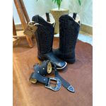 COMBO TEXANA A LASER + CINTO EM COURO PRETO ALL BLACK