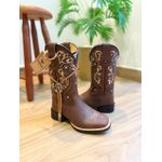 COMBO BOTA TEXANA EM COURO HORSE NESCAU BORDADO TRIBAL E FLORAO + CINTO STRASS + GRAVATA CAVALO