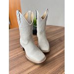 COMBO BOTA TEXANA + CINTO EM COURO OFF WHITE BORDADO BRANCO 