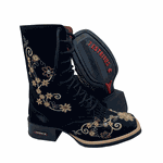 COTURNO COUNTRY EM COURO PRETO COM BRILHANTES