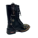 KIT COTURNO COUNTRY COURO PRETO TOURO BEGE + BAINHA 2 EM 1 + FACA+ FRANJA