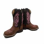 TEXANA INFANTIL EM COURO BORDADO ROSA