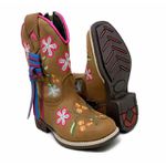 TEXANA INFANTIL EM COURO BORDADOS FLORES COLORIDAS