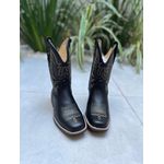 TEXANA INFANTIL EM COURO PRETO BORDADO BEGE 