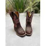 TEXANA INFANTIL EM COURO MARROM BORDADO CAVALO ROSA E NOME PERSONALIZADO 