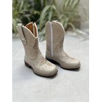 TEXANA INFANTIL EM COURO OFF WHITE BORDADO NOSSA SENHORA APARECIDA + CRUZ 