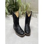 TEXANA INFANTIL EM COURO PRETO BORDADO ALL BLACK COM METAIS 