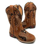 TEXANA INFANTIL EM COURO BORDADO TRIBAL 