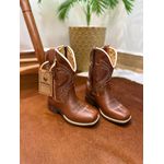 BOTA TEXANA INFANTIL EM COURO MUSTANG BORDADO PONTILHADO AZUL