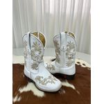 TEXANA INFANTIL EM COURO BRANCO BORDADO RAMOS BEGE