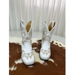 TEXANA INFANTIL EM COURO BRANCO BORDADO RAMOS BEGE