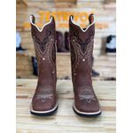 PRONTA ENTREGA - BOTA TEXANA EM COURO HORSE CAFE BORDADO TRIBAL E FLORAO BASICO