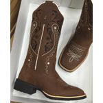 PRONTA ENTREGA - BOTA TEXANA EM COURO HORSE CAFE BORDADO TRIBAL E FLORAO BASICO
