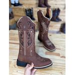 PRONTA ENTREGA - BOTA TEXANA EM COURO HORSE CAFE BORDADO TRIBAL E FLORAO BASICO
