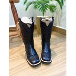 PRONTA ENTREGA - BOTA TEXANA EM COURO ALL BLACK A LASER GLITTER PRETO REBECA