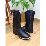 PRONTA ENTREGA - BOTA TEXANA EM COURO ALL BLACK A LASER GLITTER PRETO