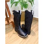 PRONTA ENTREGA - BOTA TEXANA EM COURO ALL BLACK A LASER GLITTER PRETO