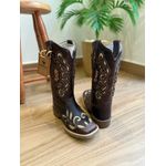 PRONTA ENTREGA - BOTA TEXANA EM COURO MARROM A LASER GLITTER DOURADO LARA