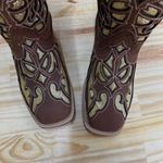 PRONTO ENTREGA - BOTA TEXANA EM COURO MARROM A LASER GLITTER DOURADO PIPOCO