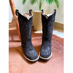 PRONTA ENTREGA - BOTA TEXANA EM COURO NOBUCK PRETO BORDADO RAMOS ALL BLACK