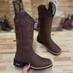 PRONTA ENTREGA - BOTA TEXANA EM COURO MARROM BORDADO RAMOS MARROM