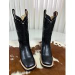 PRONTA ENTREGA BOTA TEXANA EM COURO PRETO JESSICA BORDADOS RAMOS ALL BLACK COM METAIS E STRASS