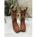 BOTA TEXANA EM COURO HORSE NESCAU NOSSA SENHORA E FLORAO 