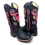 BOTA TEXANA EM COURO ESTILIZADA EM AVESTRUZ TOURO ROSA