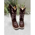 KIT TEXANA EM COURO NOBUCK BORDADO FLORES ROSA + BAINHA + FACA