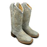 BOTA TEXANA EM COURO OFF WHITE BORDADO TRIBAL