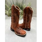 BOTA TEXANA EM COURO BORDADO TRIBAL SOLADO PRETO
