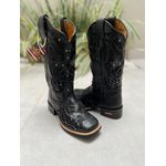 BOTA TEXANA EM COURO COM LASER GLITTER PRETO