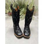 BOTA TEXANA EM COURO COM LASER GLITTER PRETO