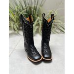 BOTA TEXANA EM COURO PRETO A LASER GLITTER PRETO COM METAIS