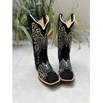 BOTA TEXANA EM COURO NOBUCK PRETO BORDADO TRIBAL