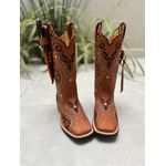 BOTA TEXANA EM COURO BORDADO TRIBAL COM TRICE E CORDINHAS + BAINHA + FACA