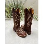 BOTA TEXANA EM COURO HORSE CAFÉ BORDADO CRUZ + RAMOS