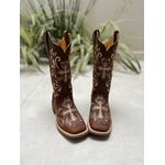 BOTA TEXANA EM COURO HORSE CAFÉ BORDADO CRUZ + RAMOS