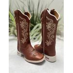 BOTA TEXANA EM COURO BORDADO RAMOS + BORBOLETA