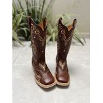 BOTA TEXANA EM COURO BORDADO TRIBAL SOLADO BRANCO