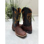 BOTA TEXANA EM COURO BORDADO NOSSA SENHORA ESCAMADA