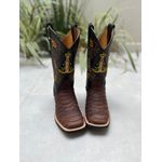 BOTA TEXANA EM COURO BORDADO NOSSA SENHORA ESCAMADA