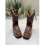 BOTA TEXANA EM COURO BORDADO TRIBAL DOURADO CANO TRADICIONAL