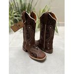BOTA TEXANA EM COURO BORDADO TRIBAL SOLADO MARROM