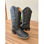 BOTA TEXANA EM COURO PRETO BORDADO TRIBAL ALL BLACK