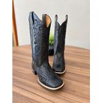 BOTA TEXANA EM COURO PRETO BORDADO TRIBAL ALL BLACK