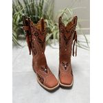 BOTA TEXANA EM COURO BORDADO TRIBAL COM KIT FACA + TRICE + CORDINHA