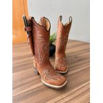 KIT BOTA TEXANA EM COURO HORSE TELHA BORDADA + BAINHA + FACA