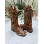 BOTA TEXANA EM COURO CARAMELO A LASER GLITTER PRETO