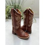 BOTA TEXANA EM COURO BORDADO DOURADO COM BORBOLETA